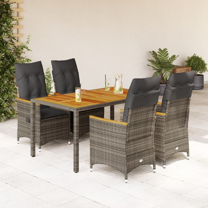 Set mobilier de grădină cu perne, 5 piese, gri, poliratan - WALTI WALTI
