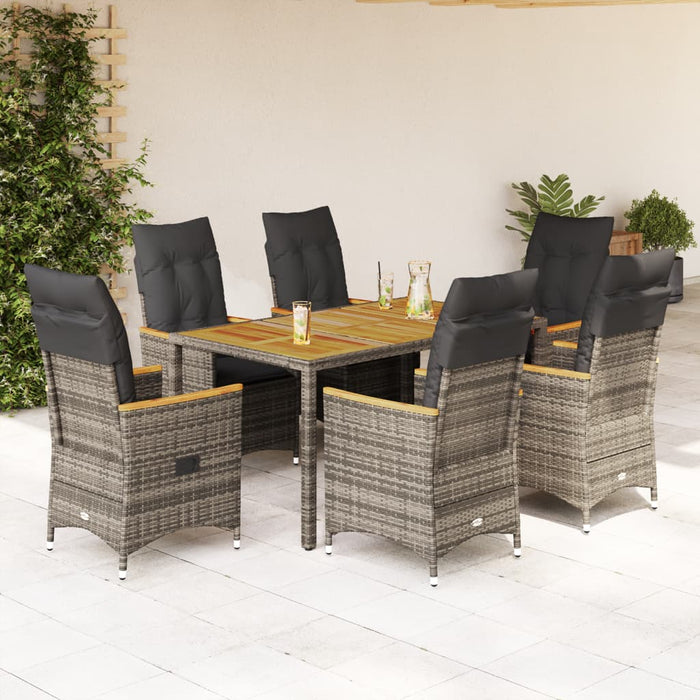 Set mobilier de grădină cu perne, 7 piese, gri, poliratan - WALTI WALTI