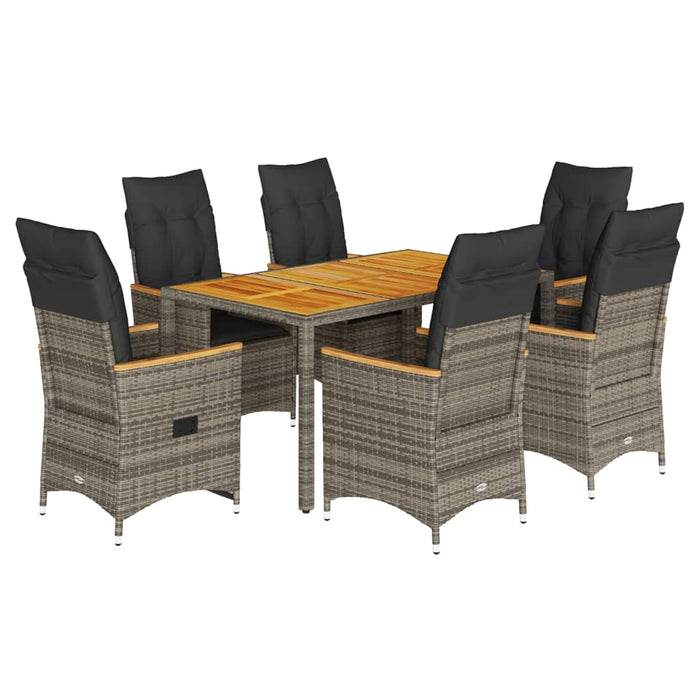 Set mobilier de grădină cu perne, 7 piese, gri, poliratan WALTI