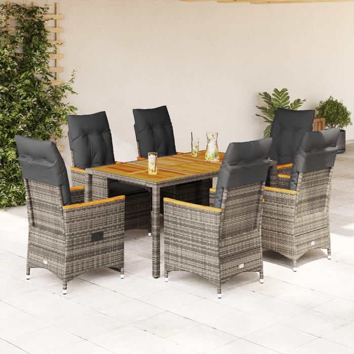 Set mobilier de grădină cu perne, 7 piese, gri, poliratan WALTI