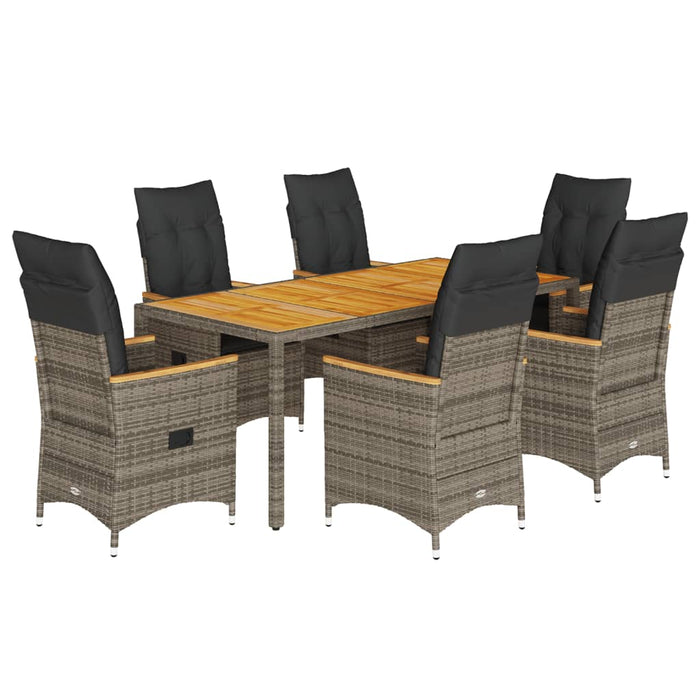 Set mobilier de grădină cu perne, 7 piese, gri, poliratan WALTI
