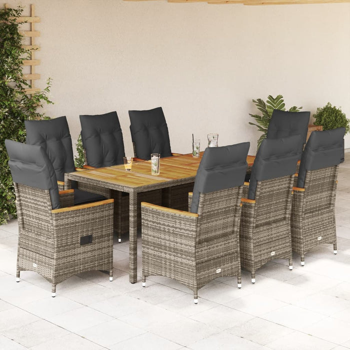 Set mobilier grădină cu perne, 9 piese, gri, poliratan - WALTI WALTI