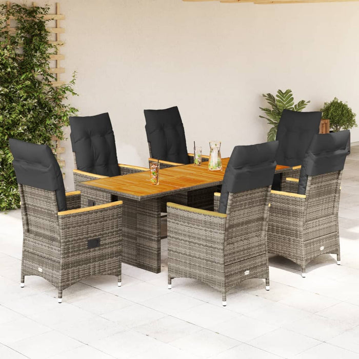 Set mobilier de grădină cu perne, 7 piese, gri, poliratan - WALTI WALTI