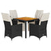 Set mobilier de grădină cu perne, 5 piese, negru, poliratan - WALTI WALTI