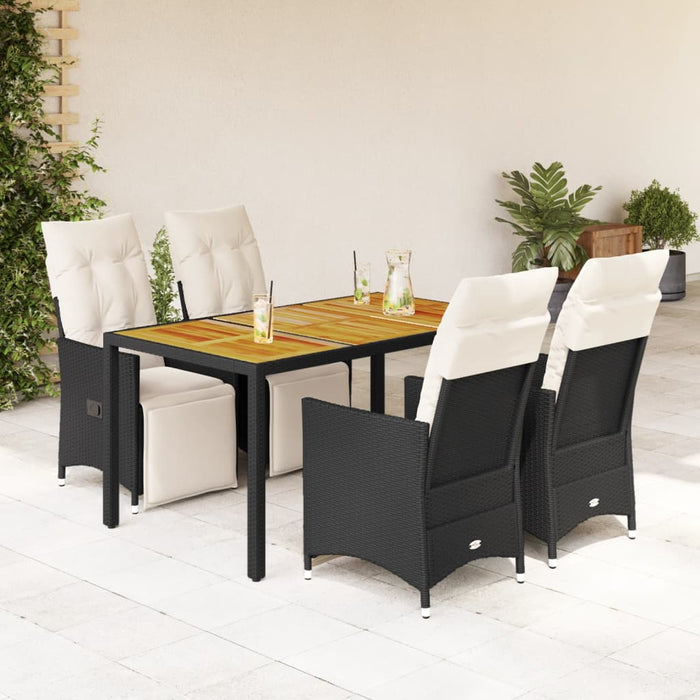 Set mobilier de grădină cu perne, 5 piese, negru, poliratan - WALTI WALTI