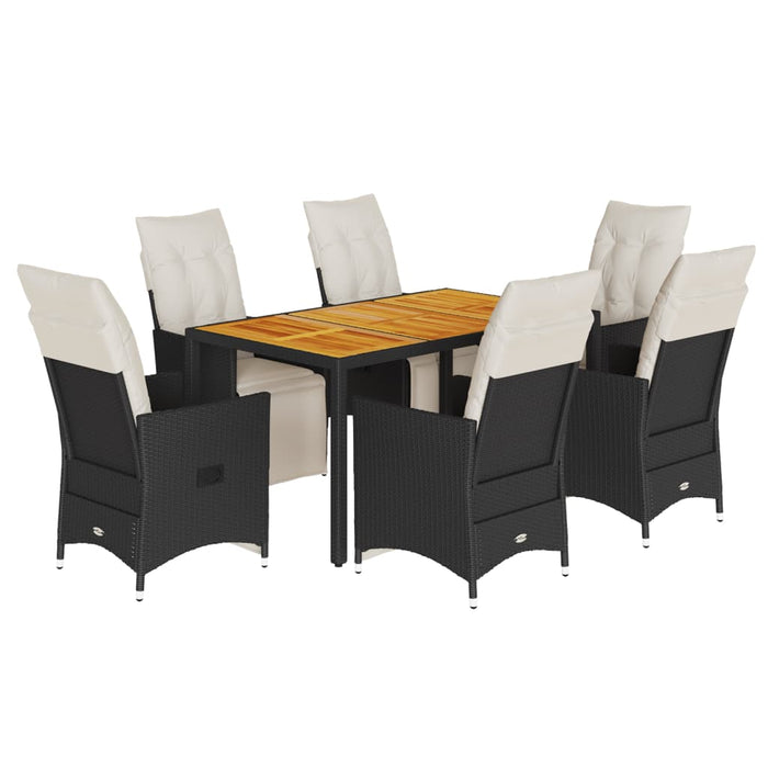 Set mobilier de grădină cu perne, 7 piese, negru, poliratan - WALTI WALTI
