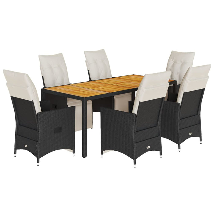 Set mobilier de grădină cu perne, 7 piese, negru, poliratan - WALTI WALTI