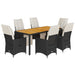 Set mobilier de grădină cu perne, 7 piese, negru, poliratan - WALTI WALTI