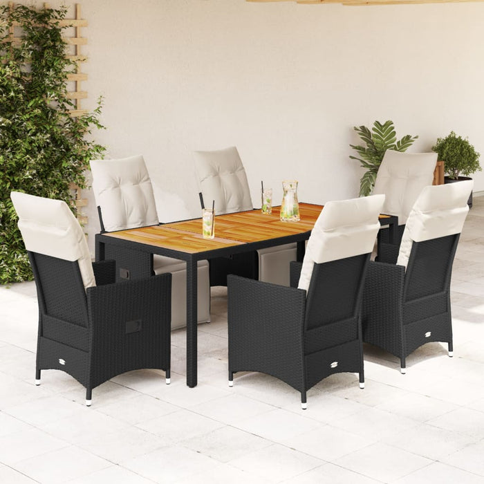 Set mobilier de grădină cu perne, 7 piese, negru, poliratan - WALTI WALTI