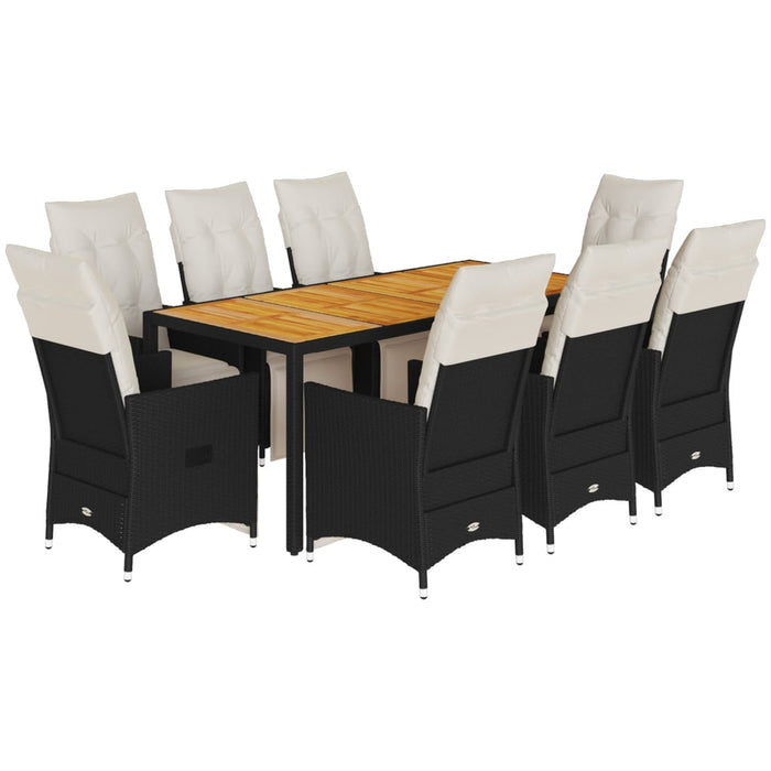 Set mobilier de grădină cu perne, 9 piese, negru, poliratan - WALTI WALTI