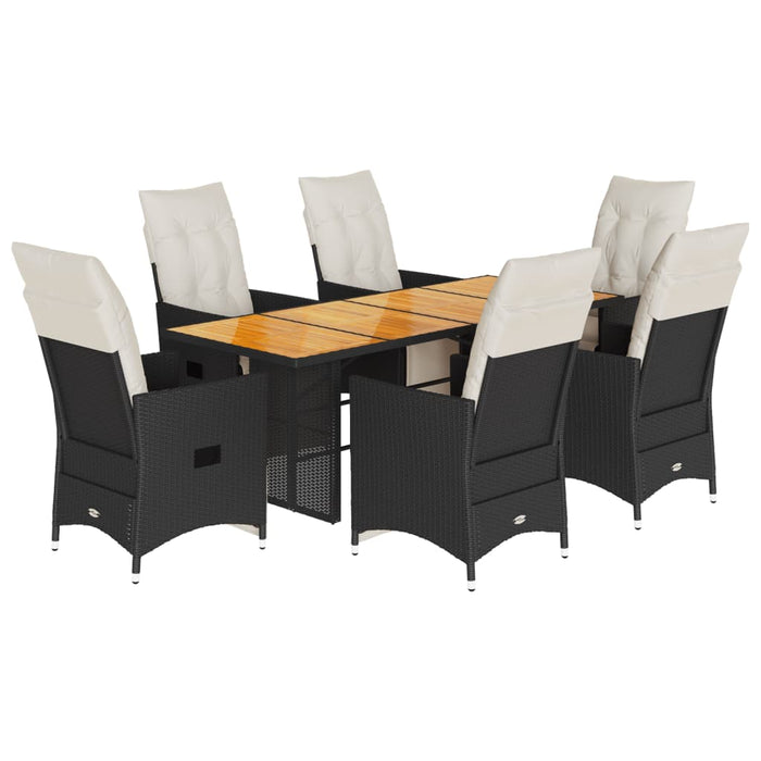 Set mobilier de grădină cu perne, 7 piese, negru, poliratan - WALTI WALTI