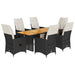 Set mobilier de grădină cu perne, 7 piese, negru, poliratan - WALTI WALTI
