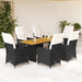Set mobilier de grădină cu perne, 7 piese, negru, poliratan - WALTI WALTI