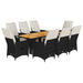 Set mobilier de grădină cu perne, 9 piese, negru, poliratan - WALTI WALTI