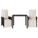 Set bistro cu perne, 3 piese, negru, poliratan - WALTI WALTI