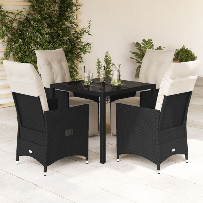 Set mobilier de grădină cu perne, 5 piese, negru, poliratan - WALTI WALTI
