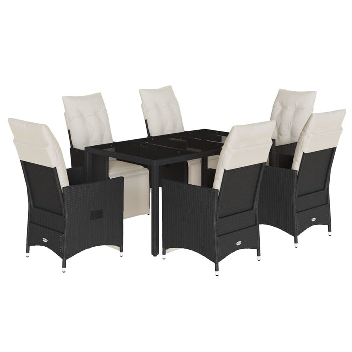 Set mobilier de grădină cu perne, 7 piese, negru, poliratan - WALTI WALTI