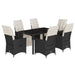 Set mobilier de grădină cu perne, 7 piese, negru, poliratan - WALTI WALTI