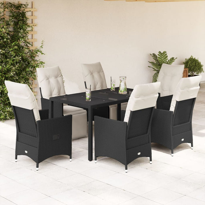 Set mobilier de grădină cu perne, 7 piese, negru, poliratan - WALTI WALTI
