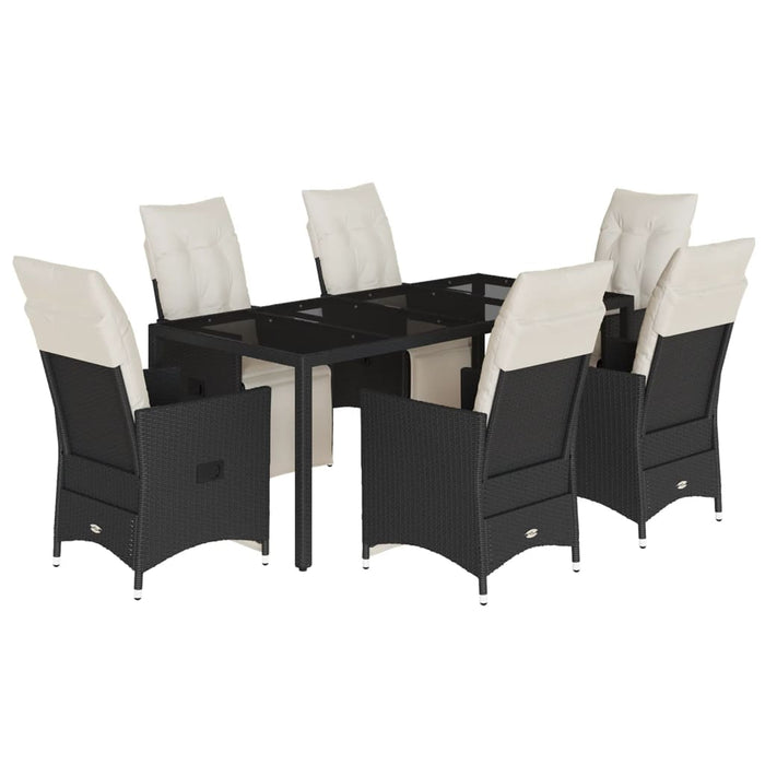 Set mobilier de grădină cu perne, 7 piese, negru, poliratan - WALTI WALTI