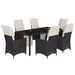 Set mobilier de grădină cu perne, 7 piese, negru, poliratan - WALTI WALTI