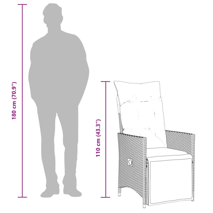 Set mobilier de grădină cu perne, 7 piese, negru, poliratan - WALTI WALTI