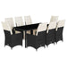 Set mobilier de grădină cu perne, 9 piese, negru, poliratan - WALTI WALTI