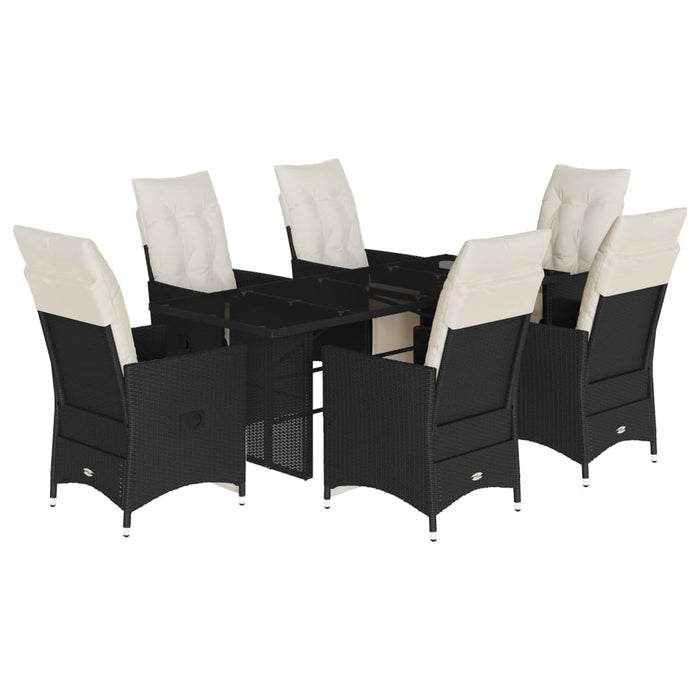 Set mobilier de grădină cu perne, 7 piese, negru, poliratan - WALTI WALTI