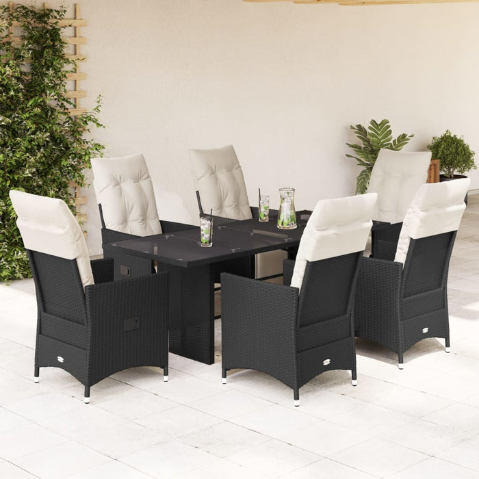 Set mobilier de grădină cu perne, 7 piese, negru, poliratan - WALTI WALTI