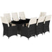 Set mobilier de grădină cu perne, 9 piese, negru, poliratan - WALTI WALTI