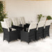 Set mobilier de grădină cu perne, 9 piese, negru, poliratan - WALTI WALTI