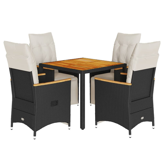 Set bistro de grădină cu perne, 5 piese, negru, poliratan - WALTI WALTI