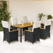 Set bistro de grădină, 7 piese, cu perne, negru, poliratan - WALTI WALTI