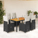 Set bistro de grădină, 7 piese, cu perne, negru, poliratan - WALTI WALTI