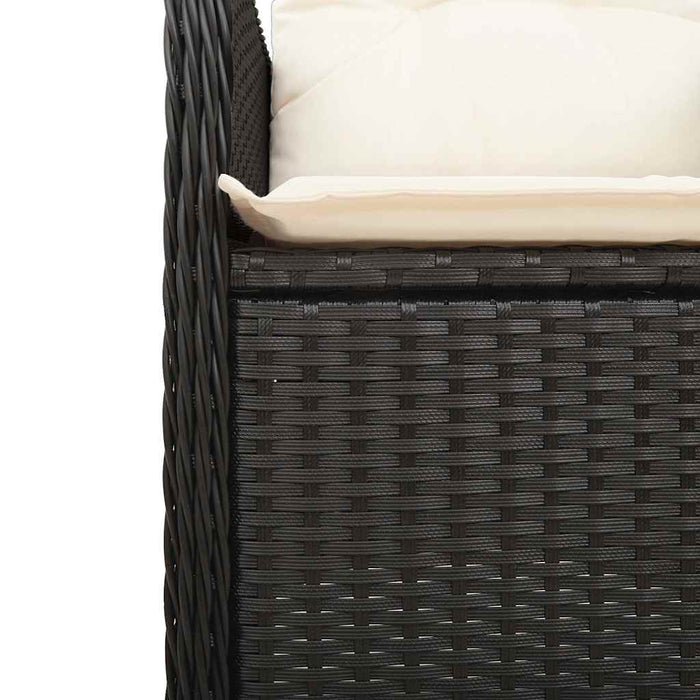 Set bistro de grădină, 9 piese, cu perne, negru, poliratan - WALTI WALTI