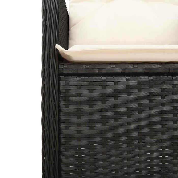 Set bistro de grădină cu perne, 3 piese, negru, poliratan - WALTI WALTI
