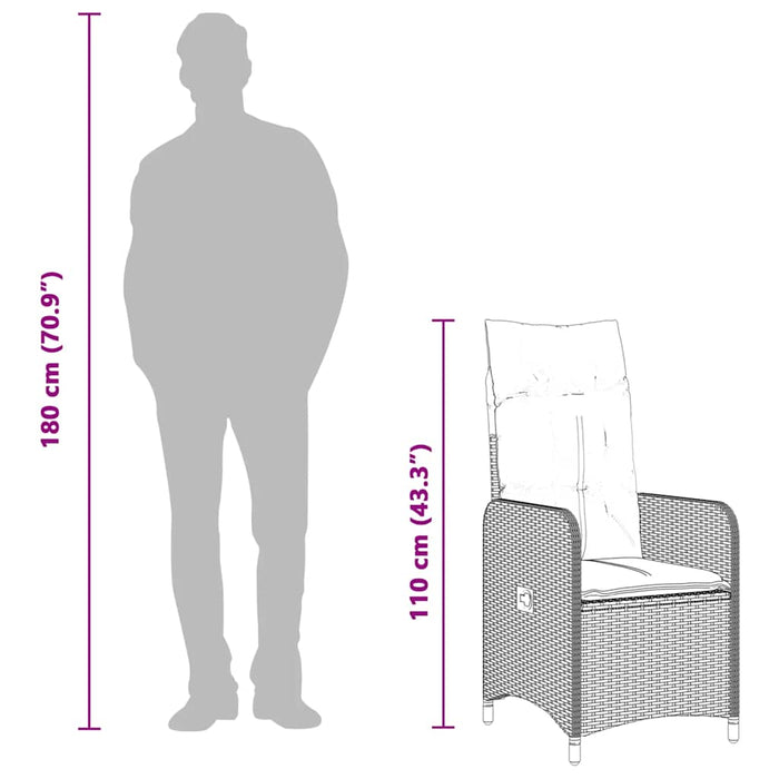 Set bistro de grădină cu perne, 5 piese, negru, poliratan - WALTI WALTI