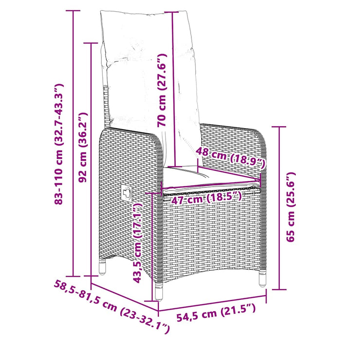 Set bistro de grădină cu perne, 5 piese, negru, poliratan - WALTI WALTI