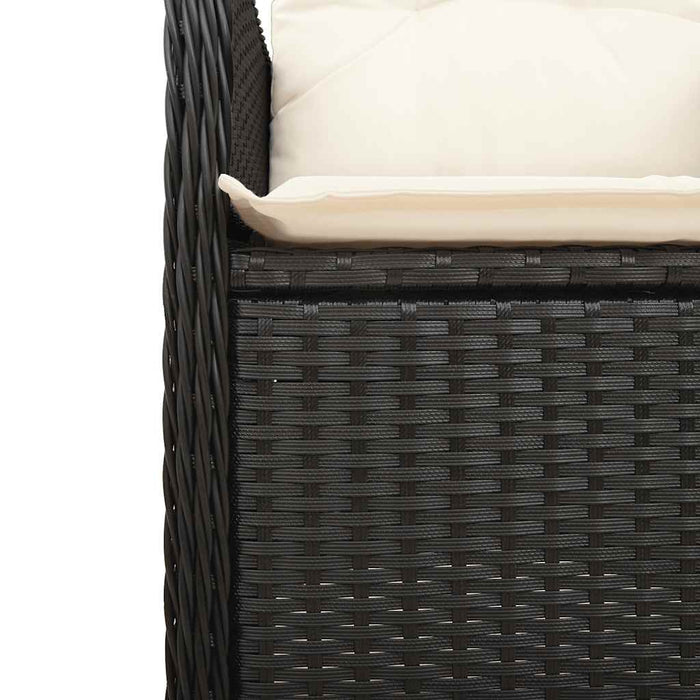 Set bistro de grădină, 7 piese, cu perne, negru, poliratan - WALTI WALTI