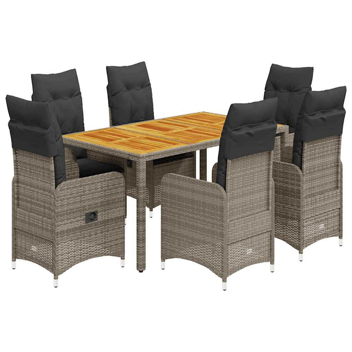 Set bistro de grădină cu perne, 7 piese, gri, poliratan - WALTI WALTI