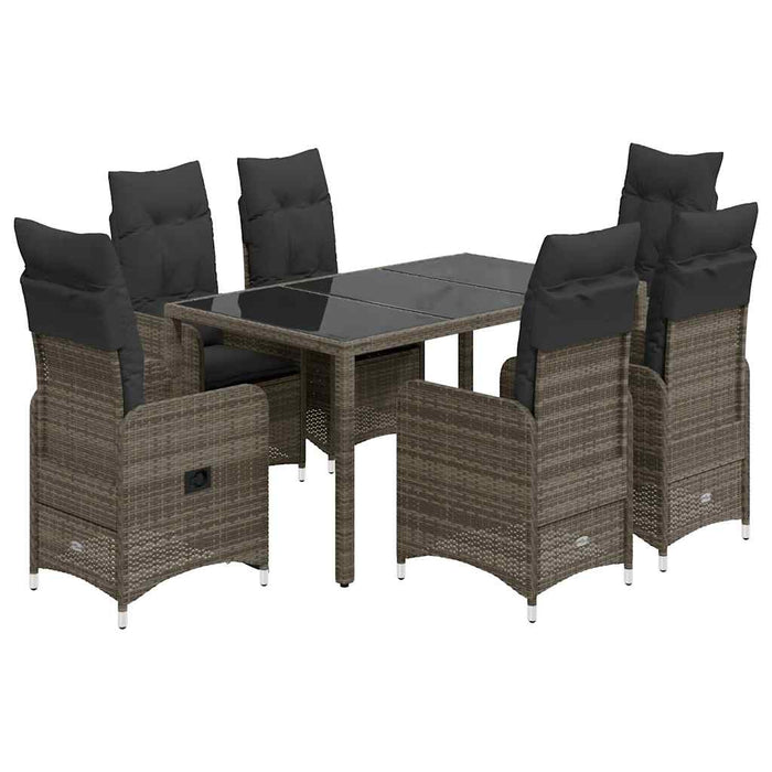 Set bistro de grădină cu perne, 5 piese, gri, poliratan - WALTI WALTI