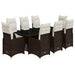 Set bistro de grădină cu perne, 9 piese, maro, poliratan - WALTI WALTI
