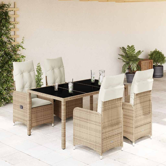Set bistro de grădină, 5 piese, cu perne, bej, poliratan - WALTI WALTI