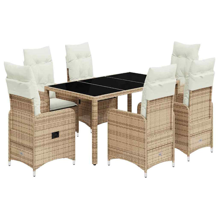 Set bistro de grădină, 7 piese, cu perne, bej, poliratan - WALTI WALTI