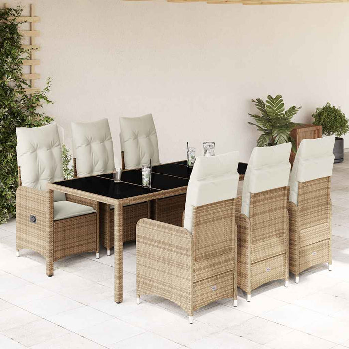Set bistro de grădină, 7 piese, cu perne, bej, poliratan - WALTI WALTI