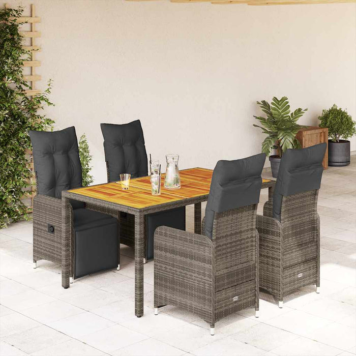 Set bistro de grădină cu perne, 5 piese, gri, poliratan - WALTI WALTI