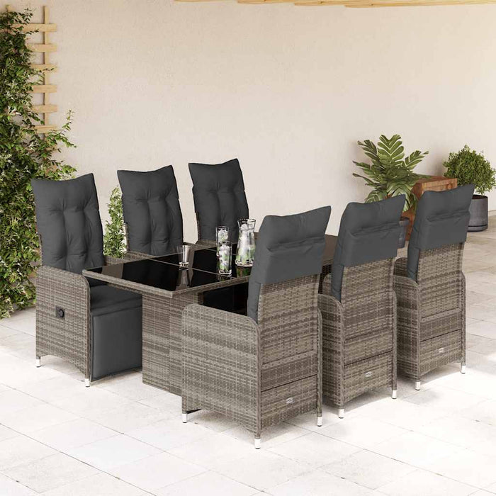 Set bistro de grădină cu perne, 7 piese, gri, poliratan - WALTI WALTI
