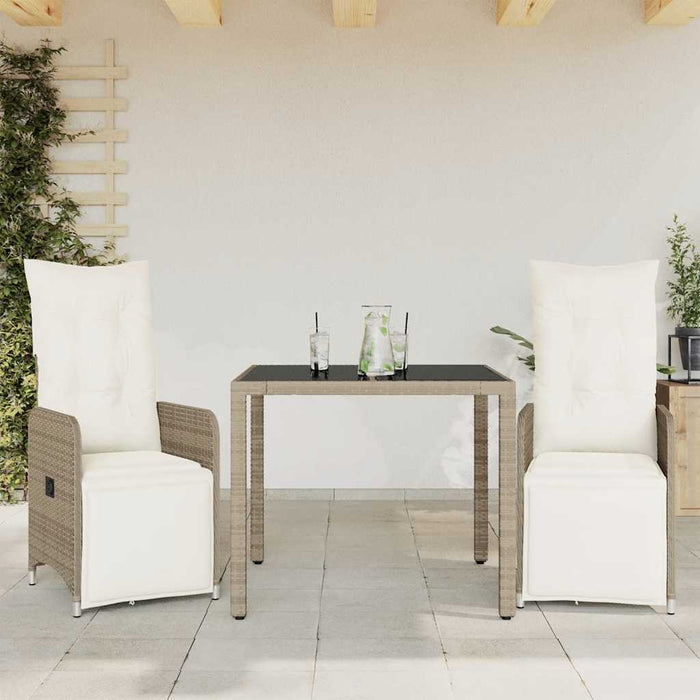Set bistro de grădină, 3 piese, cu perne, maro, poliratan - WALTI WALTI