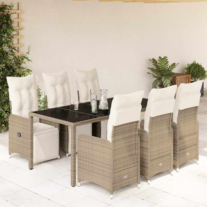 Set bistro de grădină cu perne, 7 piese, maro, poliratan - WALTI WALTI