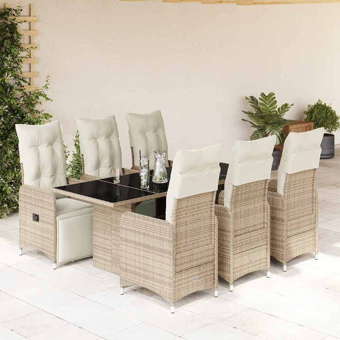 Set bistro de grădină cu perne, 7 piese, maro, poliratan - WALTI WALTI